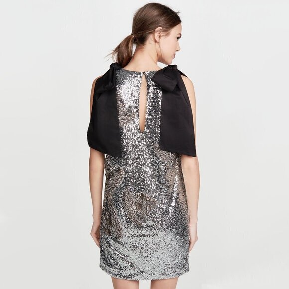 NWT custommade sequin silver & black cocktail shift holiday dress, XS - Picture 4 of 10
